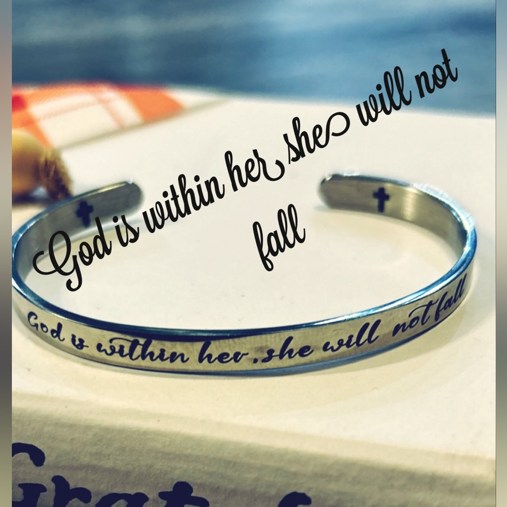 Inspirational Silver Cuff Bracelet